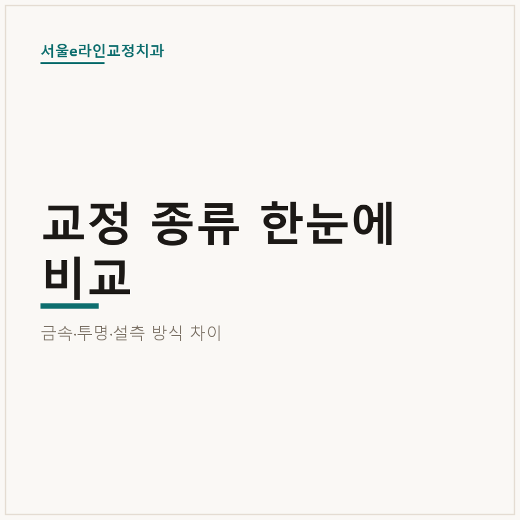 교정 종류 한눈에 비교