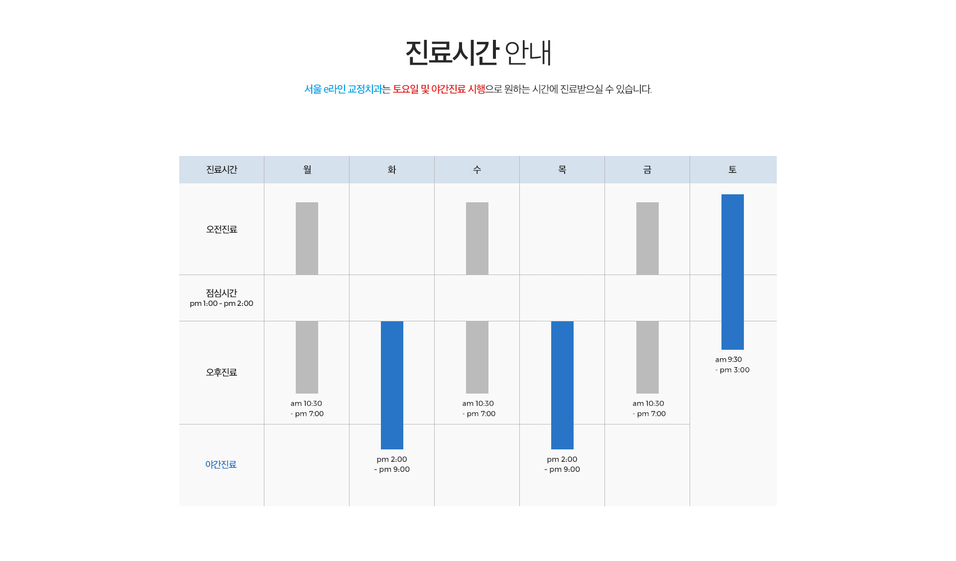 진료시간 안내표